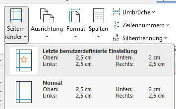 Word Seitenränder Standard