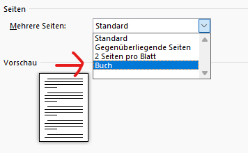 Word Seite einrichten Buch